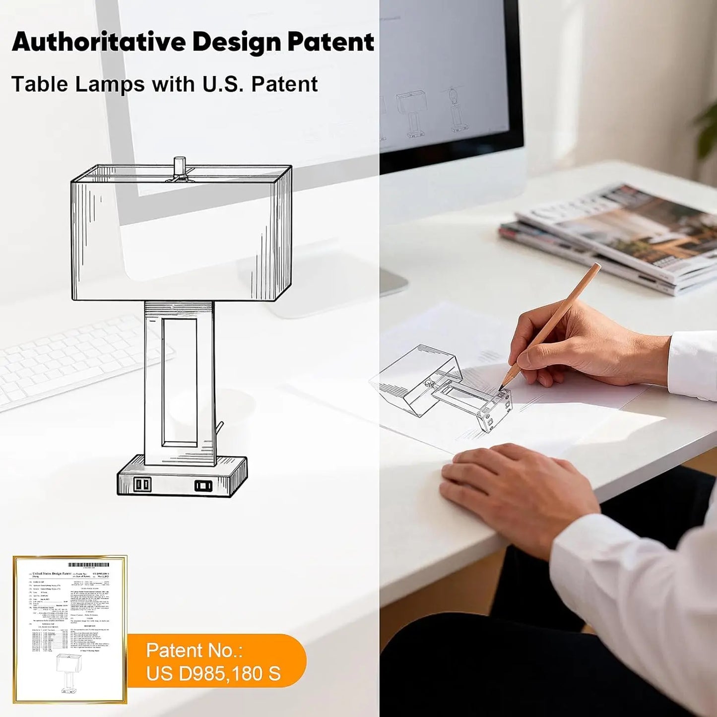 Two Pack Touch Lamps With USB Ports Dimmable Nightstand Lamp