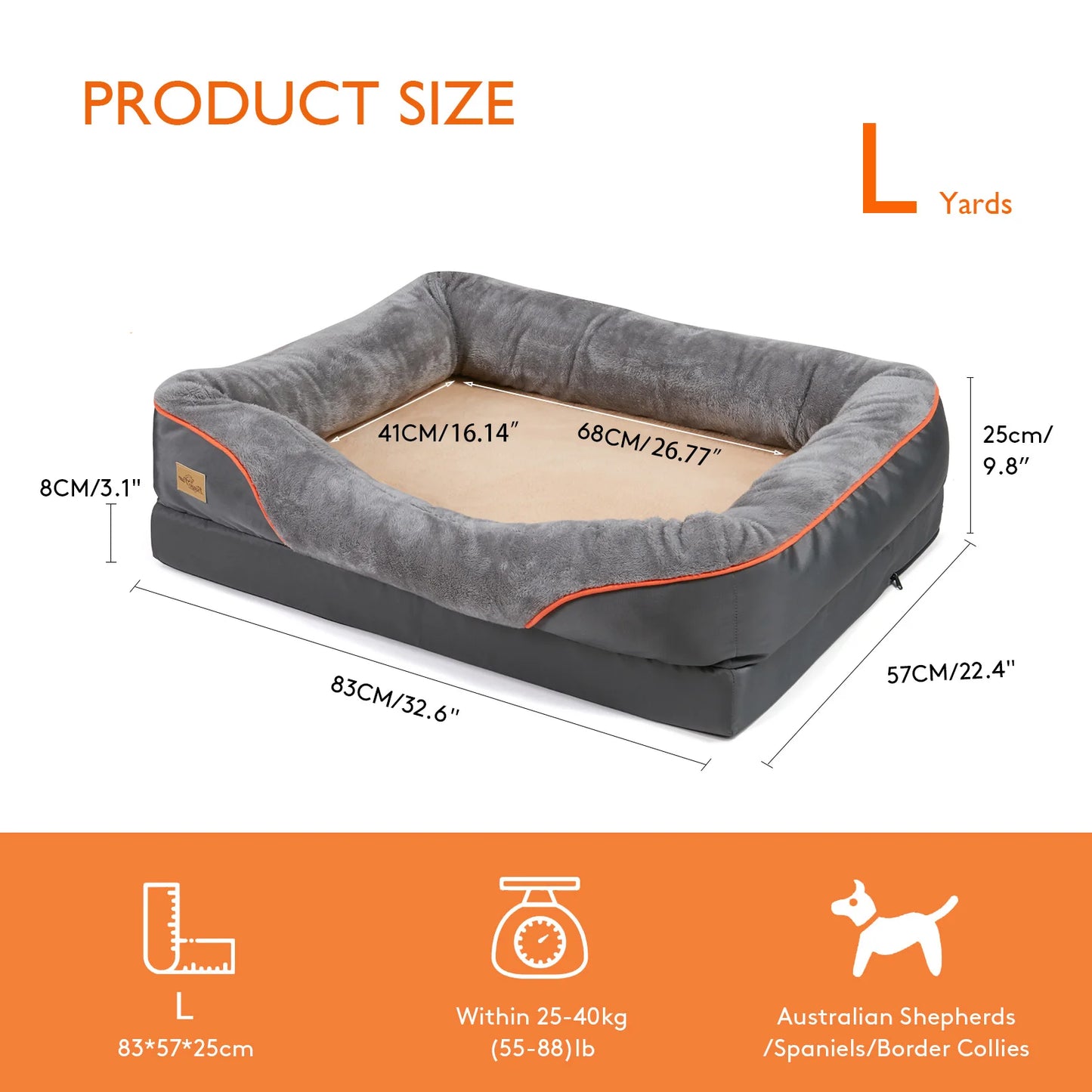 BINGOPAWCN Anti Allergy Dog Bed With Washable Removable Cover