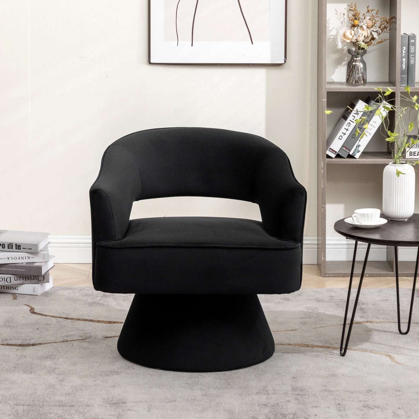 Seyner Modern Velvet Swivel Arm Chair Living Room Sofa