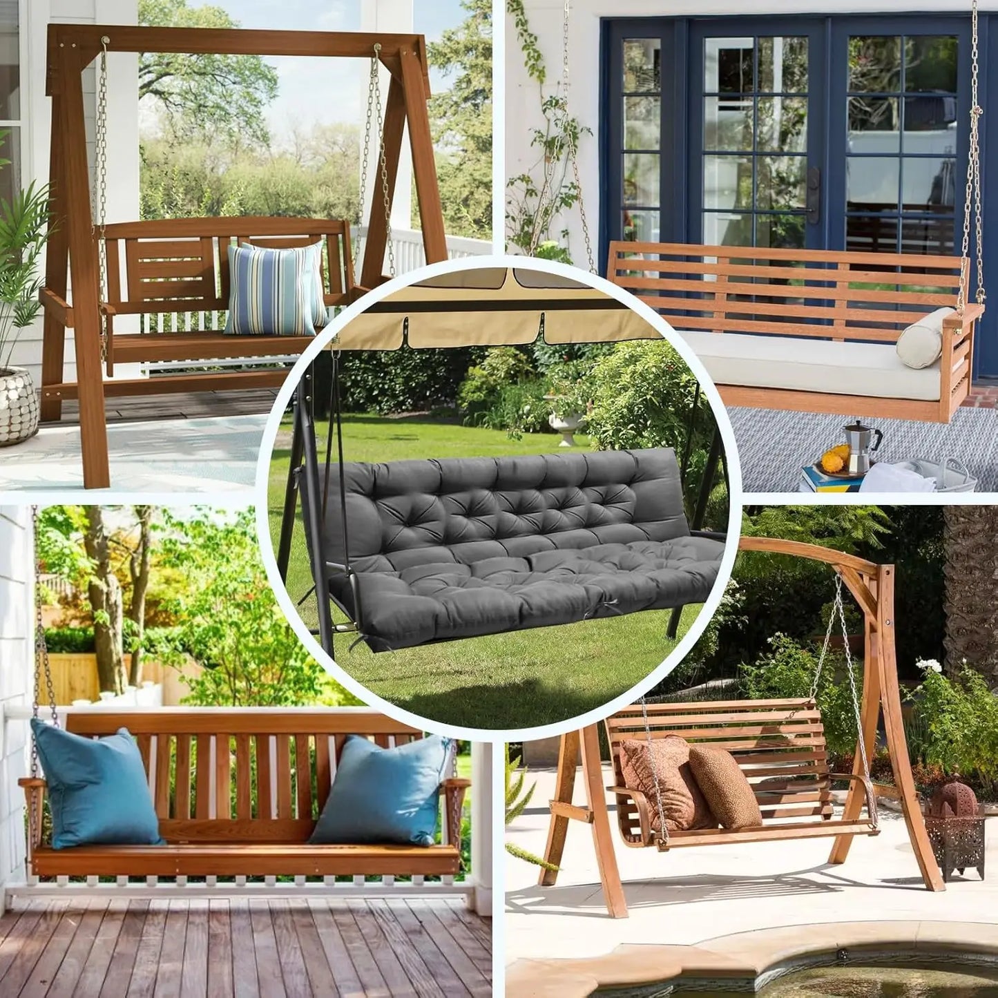 Waterproof Outdoor Swing Cushion With Backrest For Patio Furniture